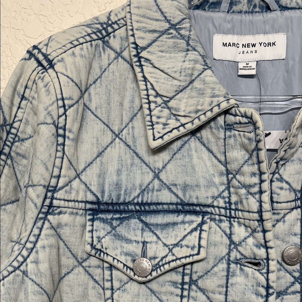 Marc New York Women’s Size Medium Light Blue Quilted Denim Jacket - Picture 8 of 11